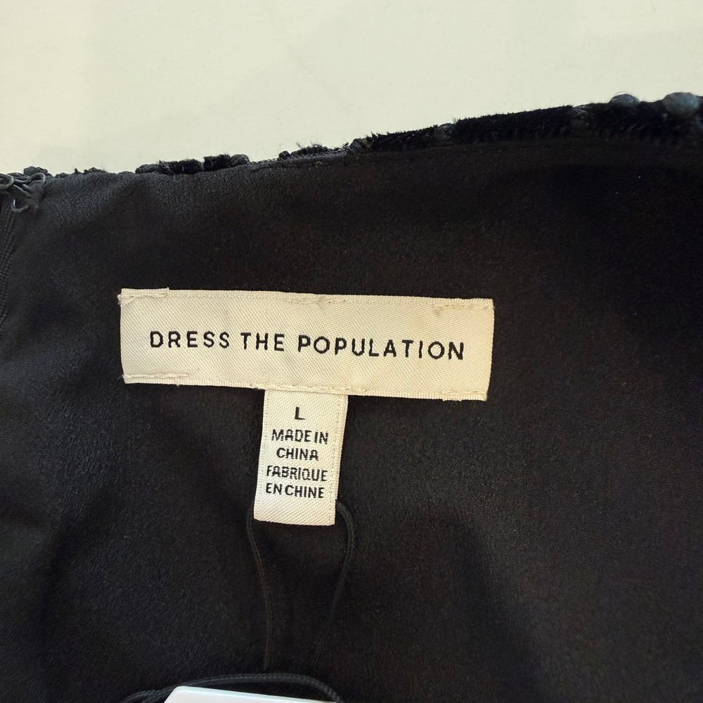 NWT Dress the Population Elsie Black Cut out Velvet Lace Cocktail Dress Sz L - Picture 6 of 14